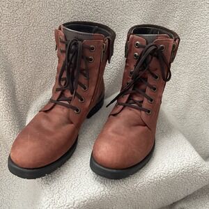Windsor Leather Boots Men's Size 8 Style "Jerry" Red Brown Lace Up Zipper Work